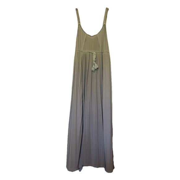 POL Dresses & Skirts - POL Sz Small Stone Maxi‎ Tank Dress Washed Frayed Trim Rayon Knit Flowy Bohemian